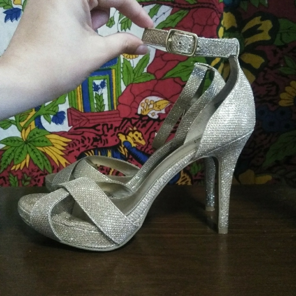 Gold, shimmery heels